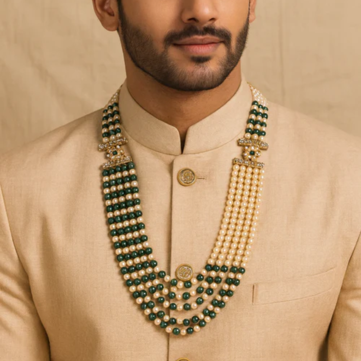 Jairaj Green Necklace For Men