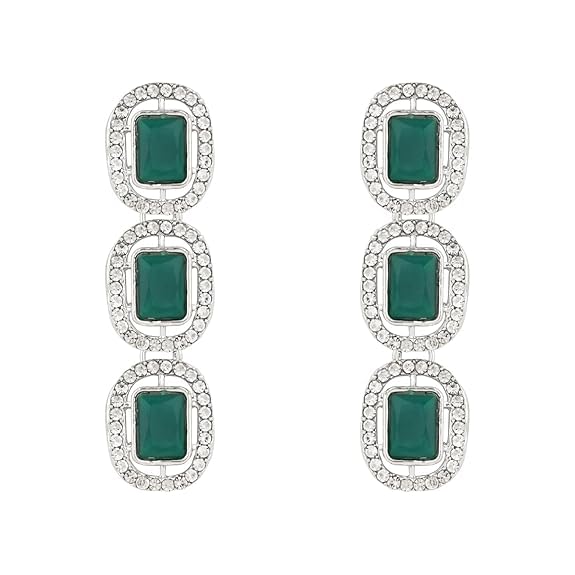 Helly Silver Green Earrings