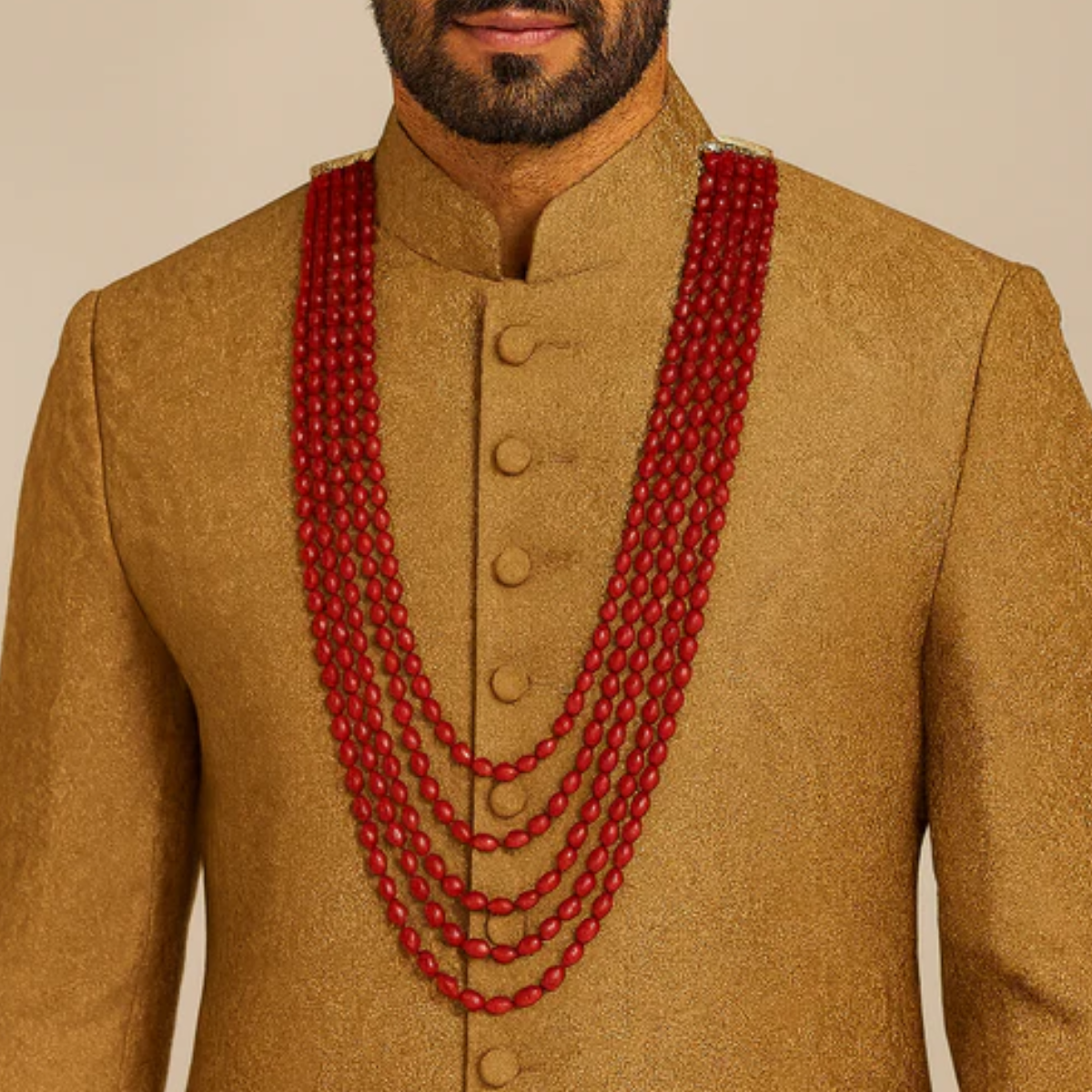 Kush Maroon Necklace For Men