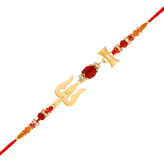 Trishul Rudraksha Thread Rakhi with Roli Chawal & Raksha Bandhan Card