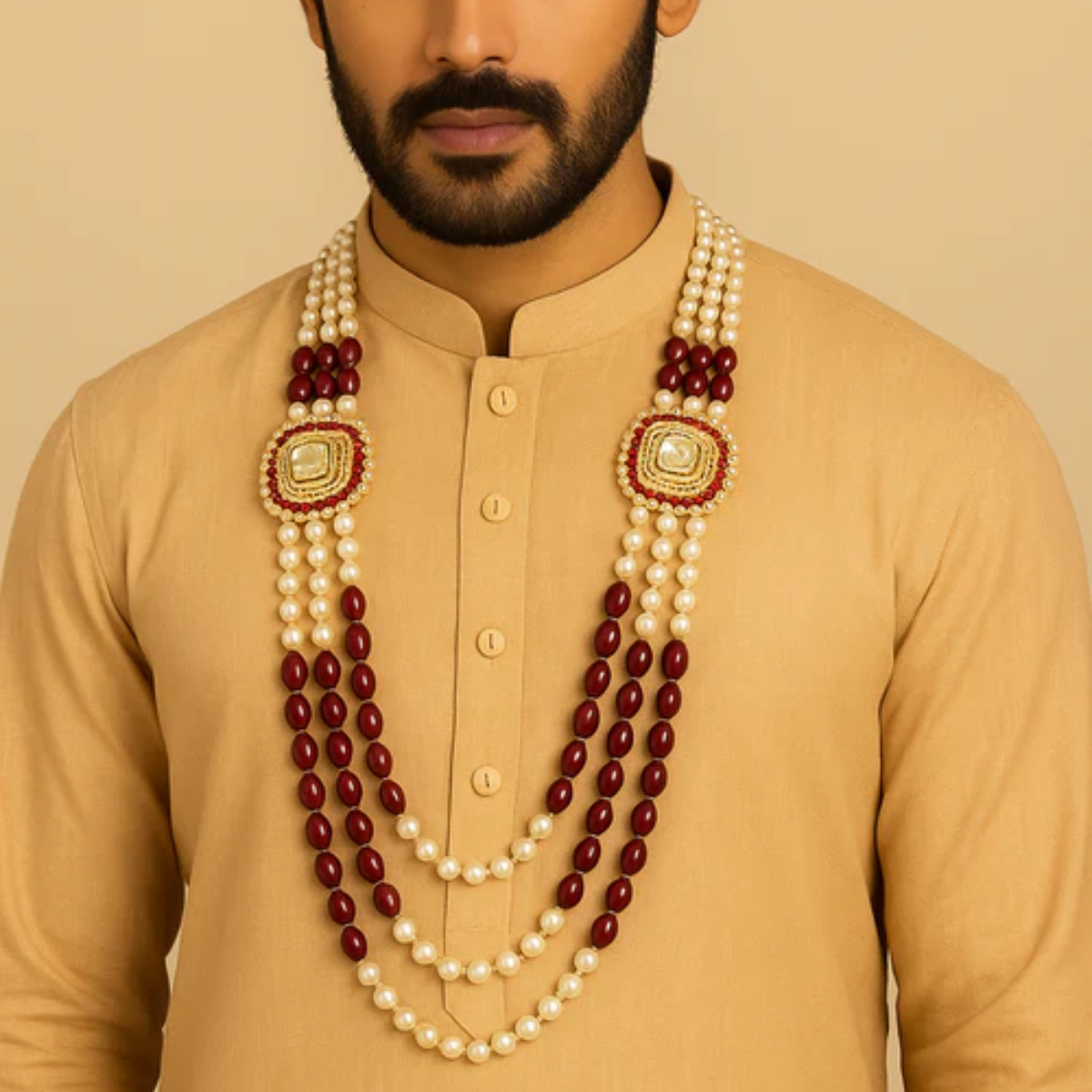 Hridaan - Maroon Necklace For Men