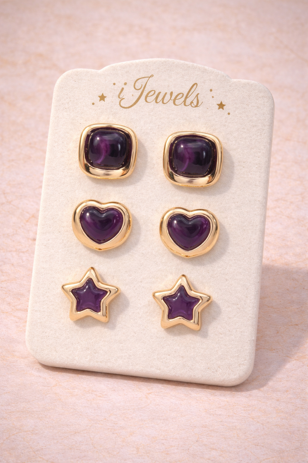 Wine Luxe – Set of 3 Quirky Enamel Stud Earrings