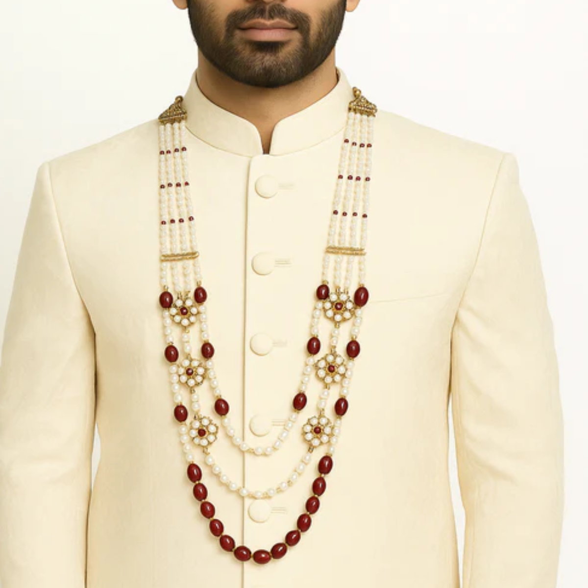 Shaurya - Maroon Necklace For Men