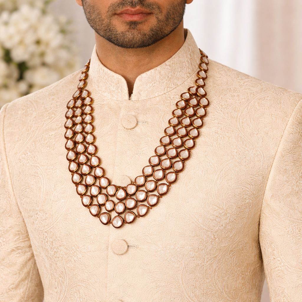 Kairav Maroon Necklace For Men