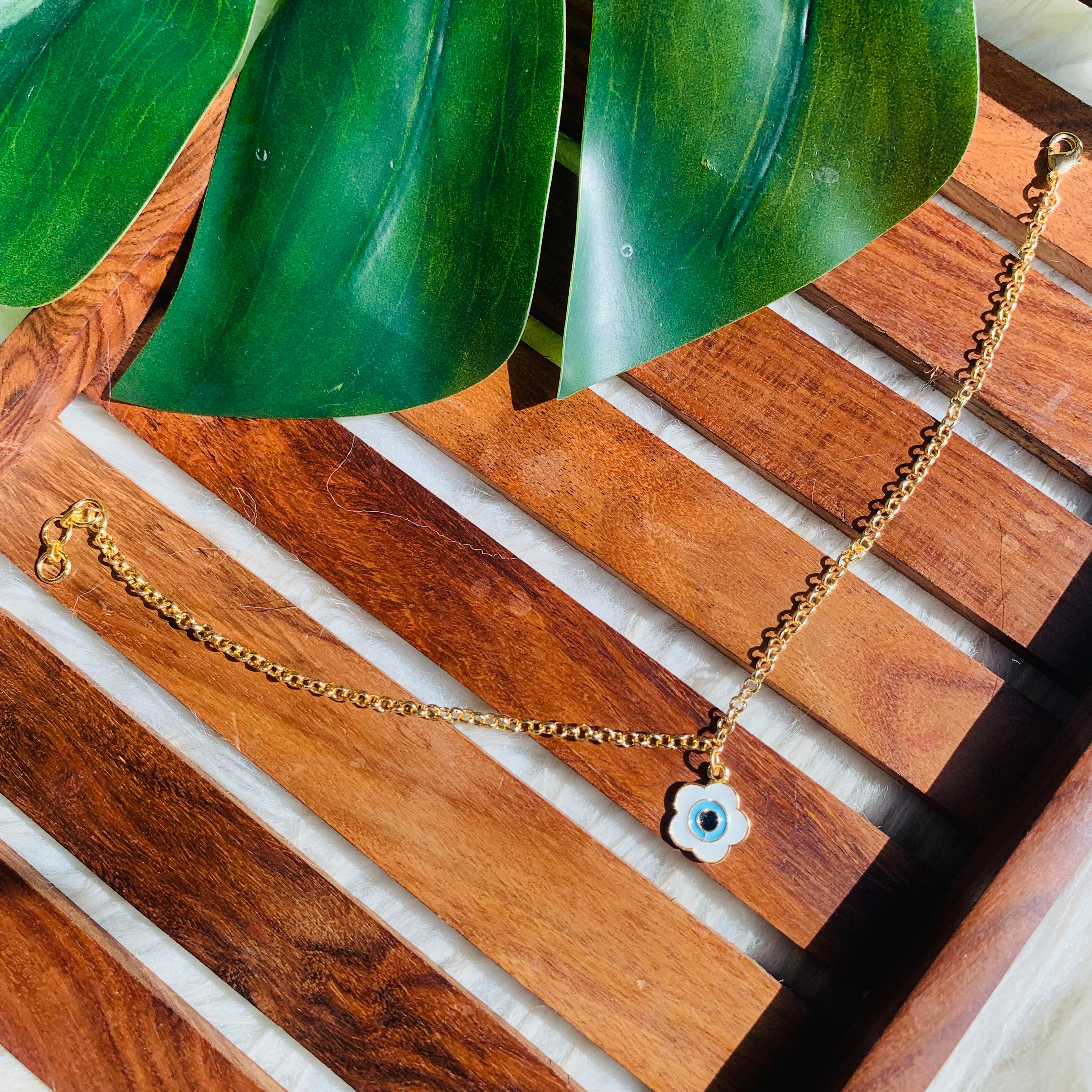 Floral Evil Eye Anklet