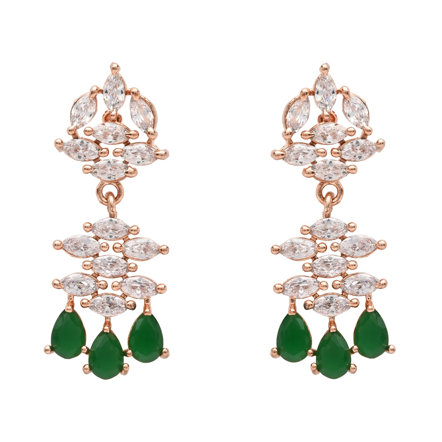 Amayah Rose Gold Green Jewellery Set