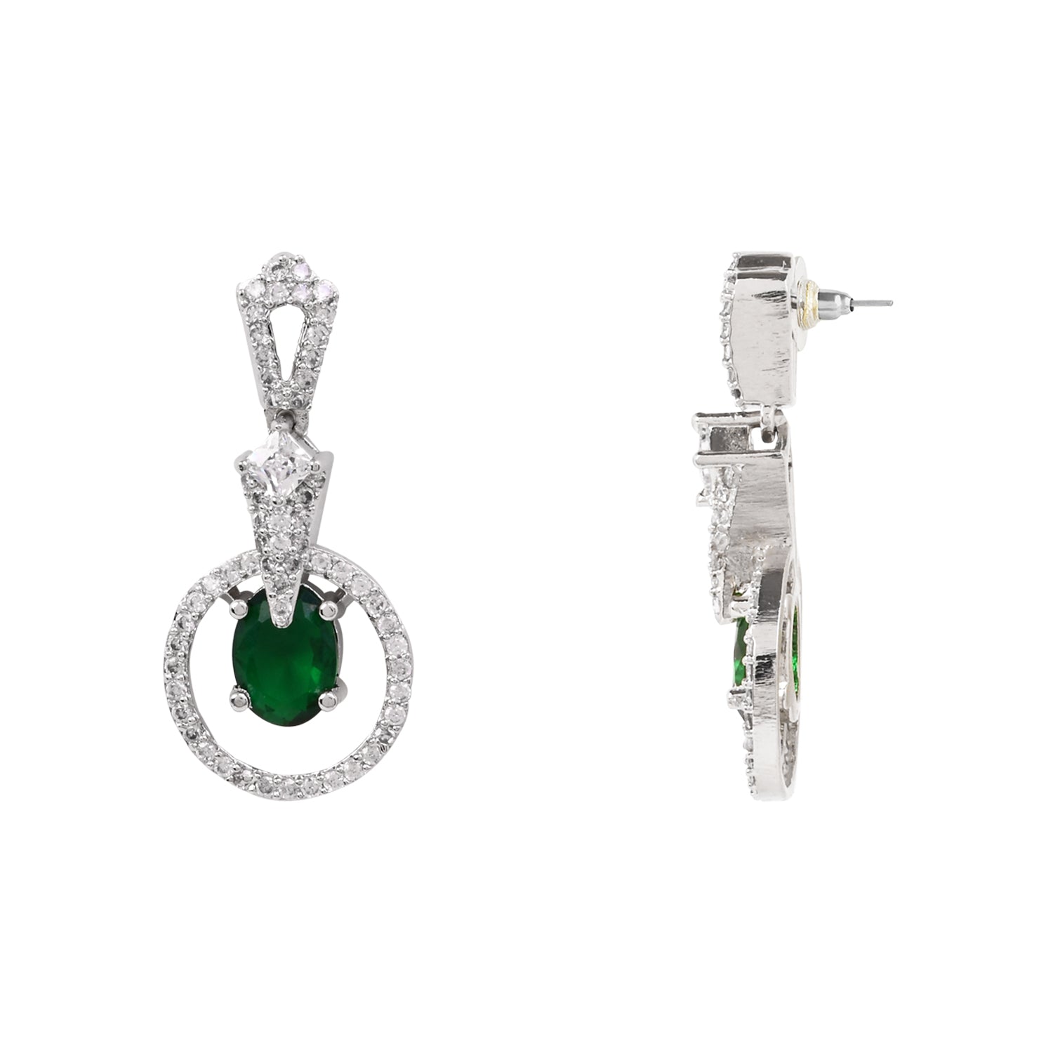 Aalisha - Silver Green Necklace Set