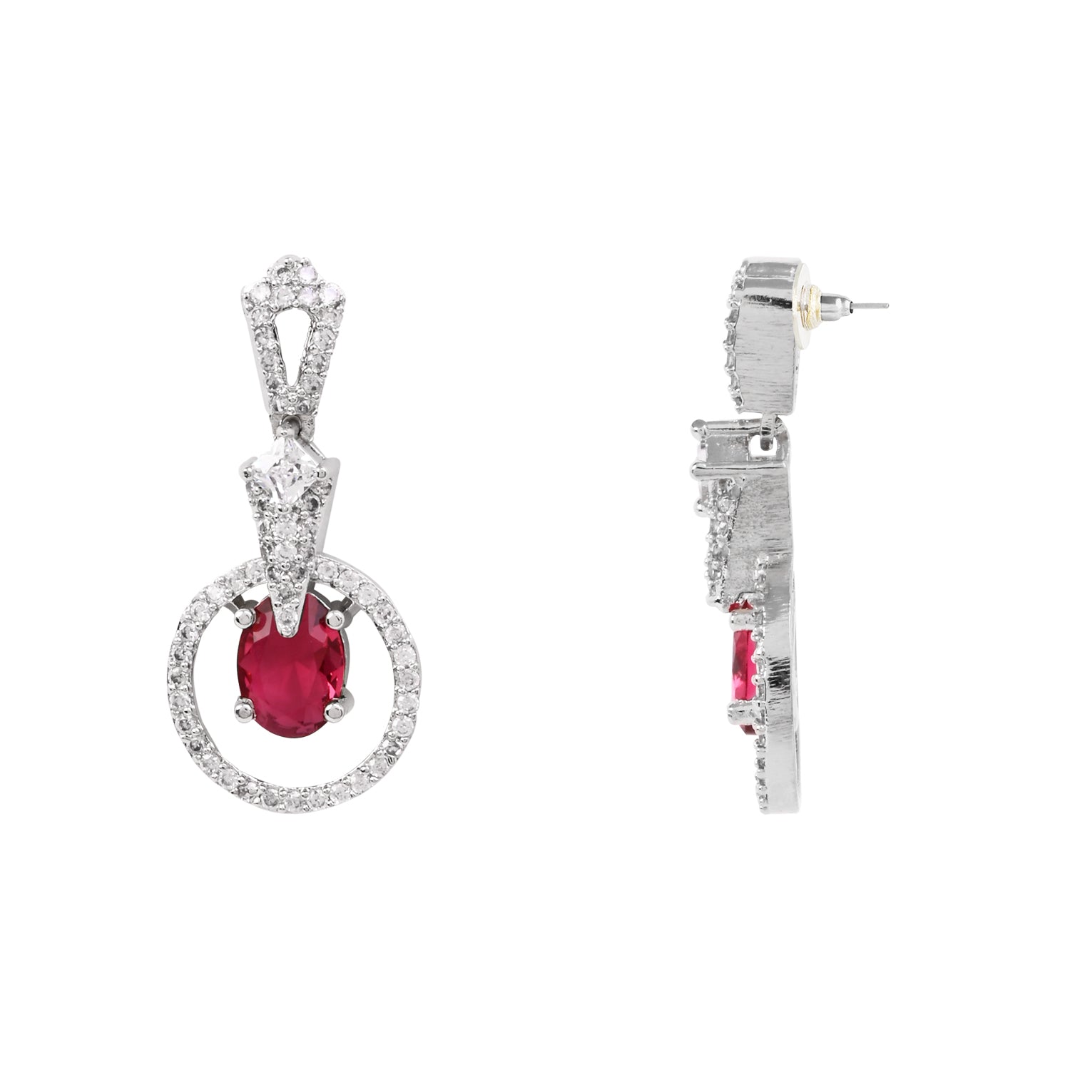 Aalisha - Silver Pink Necklace Set