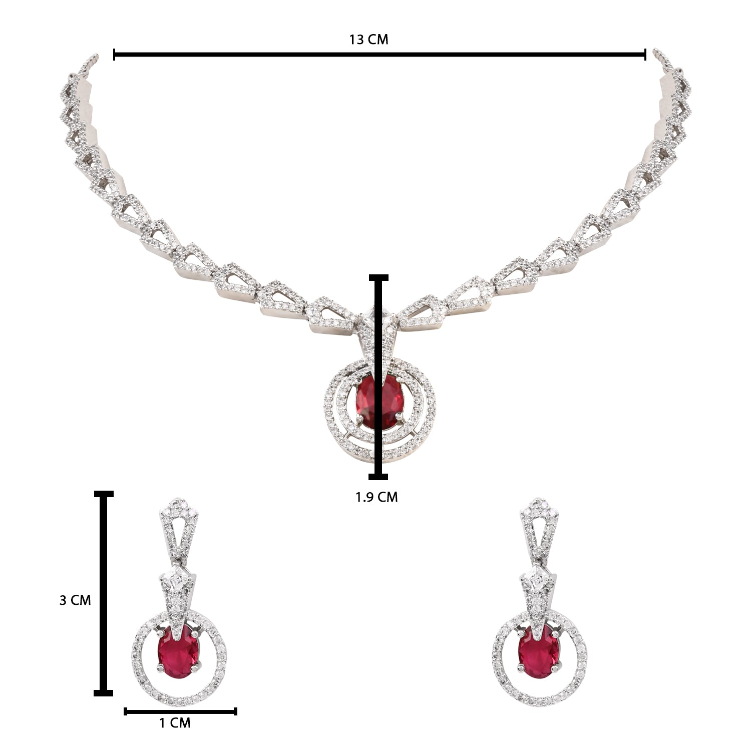 Aalisha - Silver Pink Necklace Set