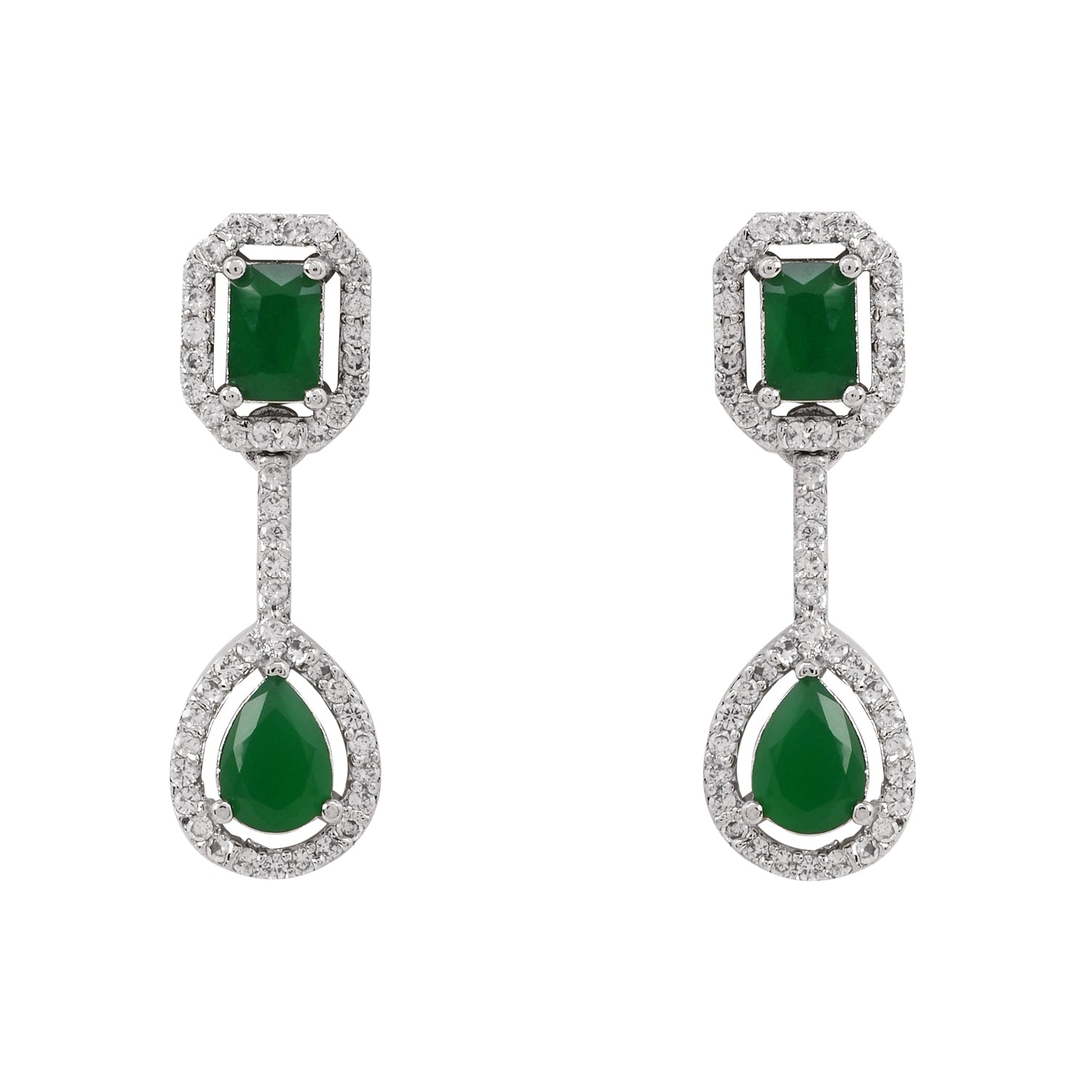 Aaesha - Silver Green Necklace Set