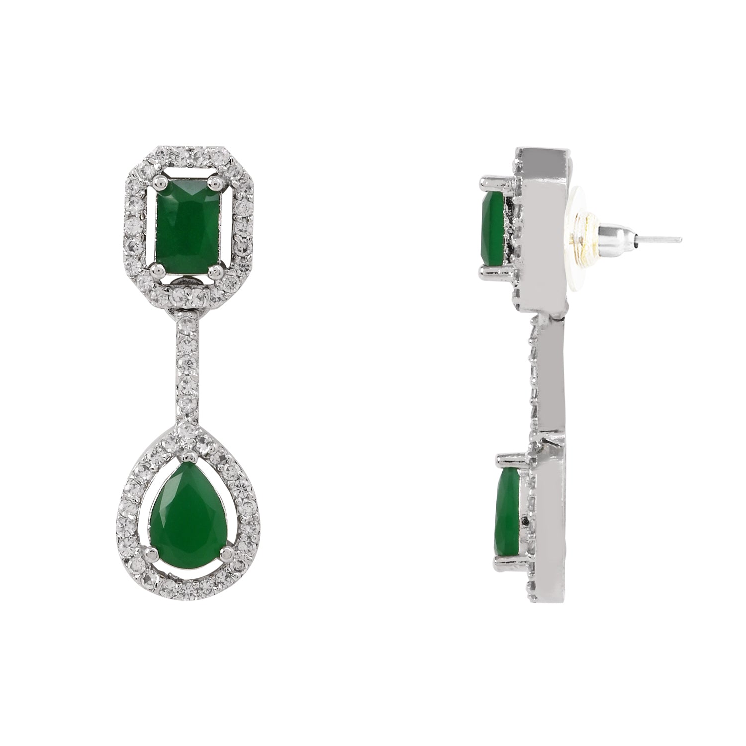 Aaesha - Silver Green Necklace Set