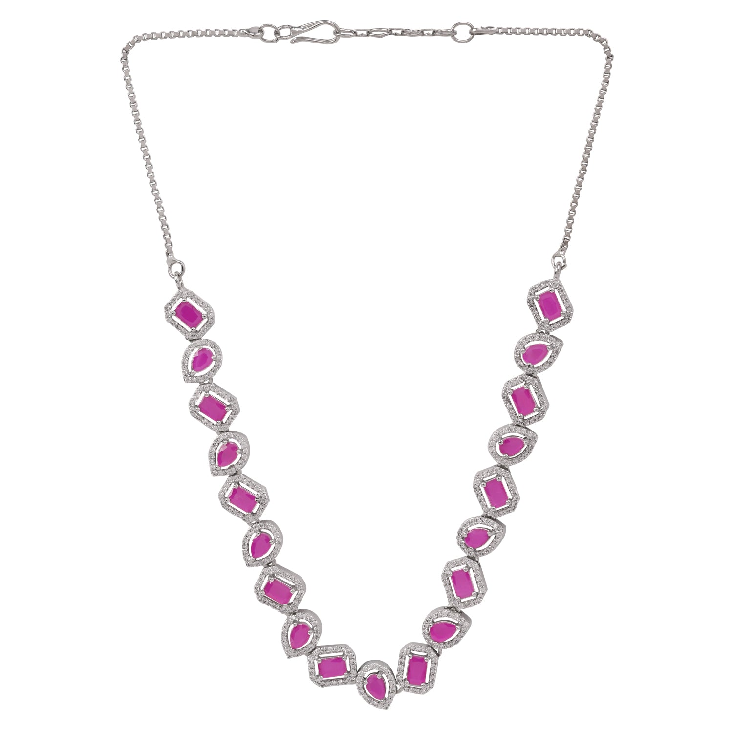 Aaesha - Silver Pink Necklace Set