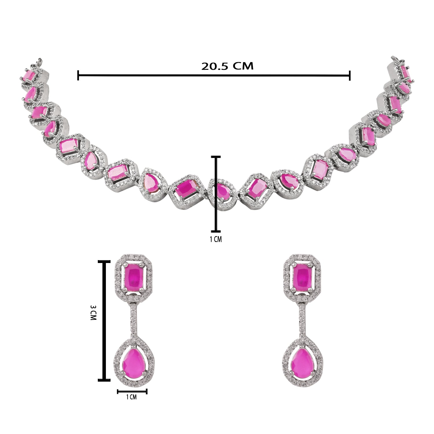 Aaesha - Silver Pink Necklace Set