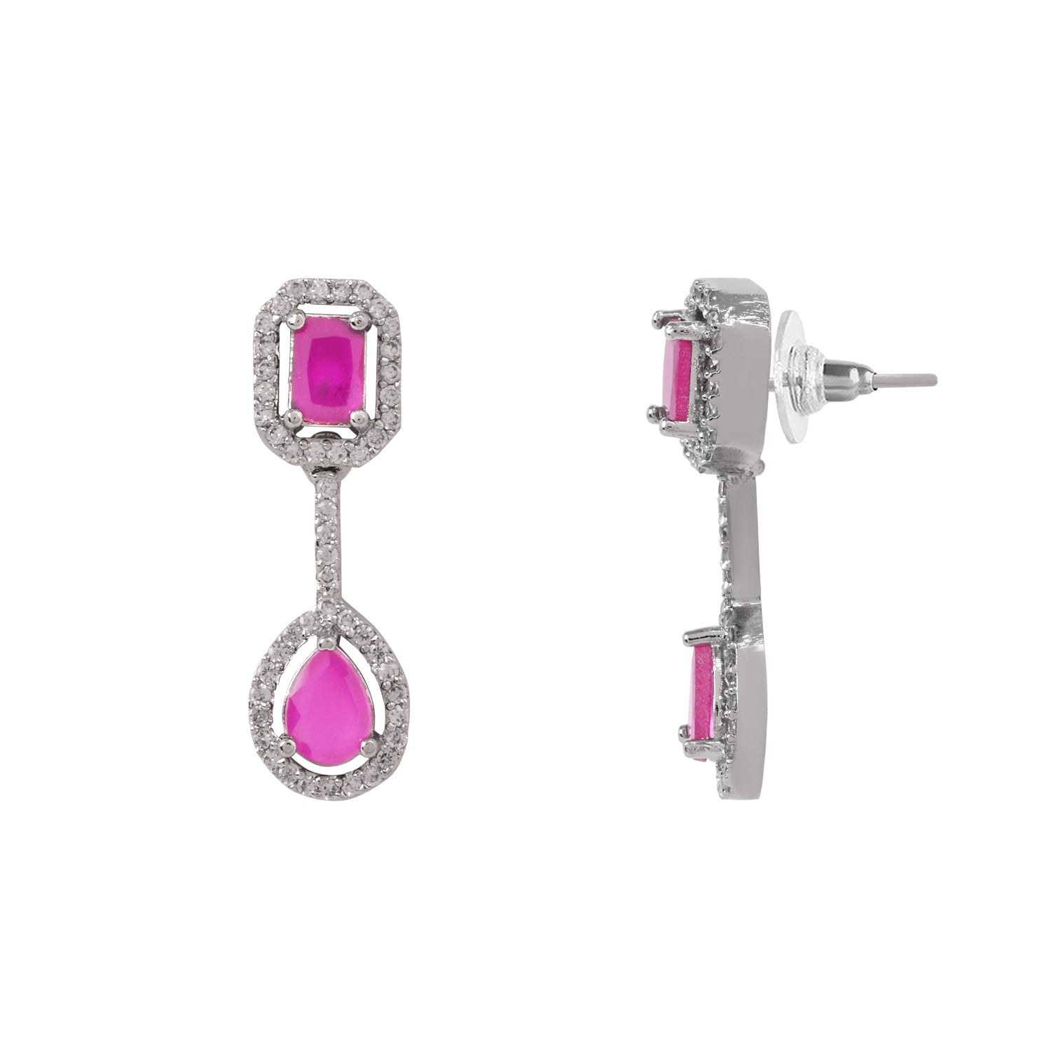 Aaesha - Silver Pink Necklace Set