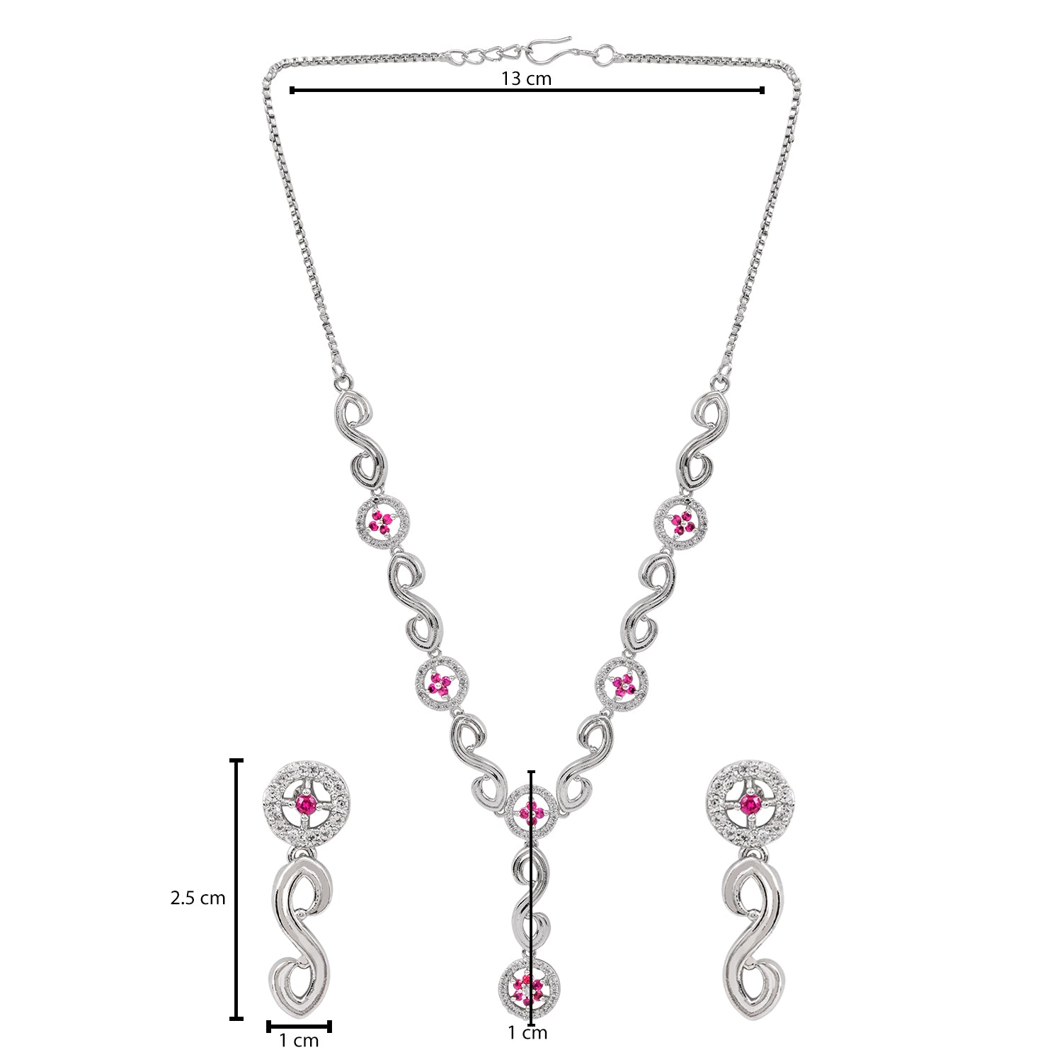 Aleena - Silver Pink Necklace Set