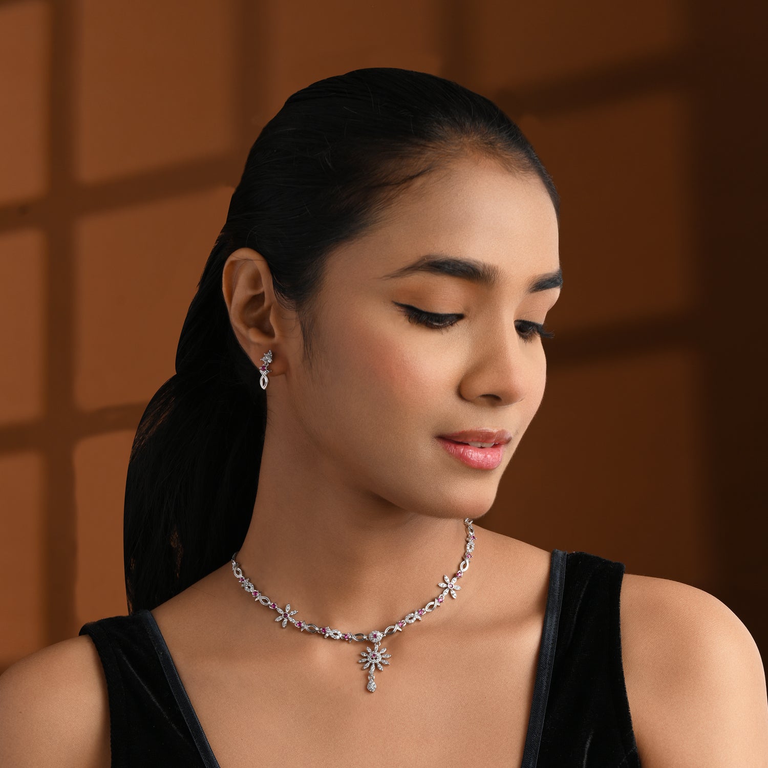 Charmi - Silver Pink Necklace Set