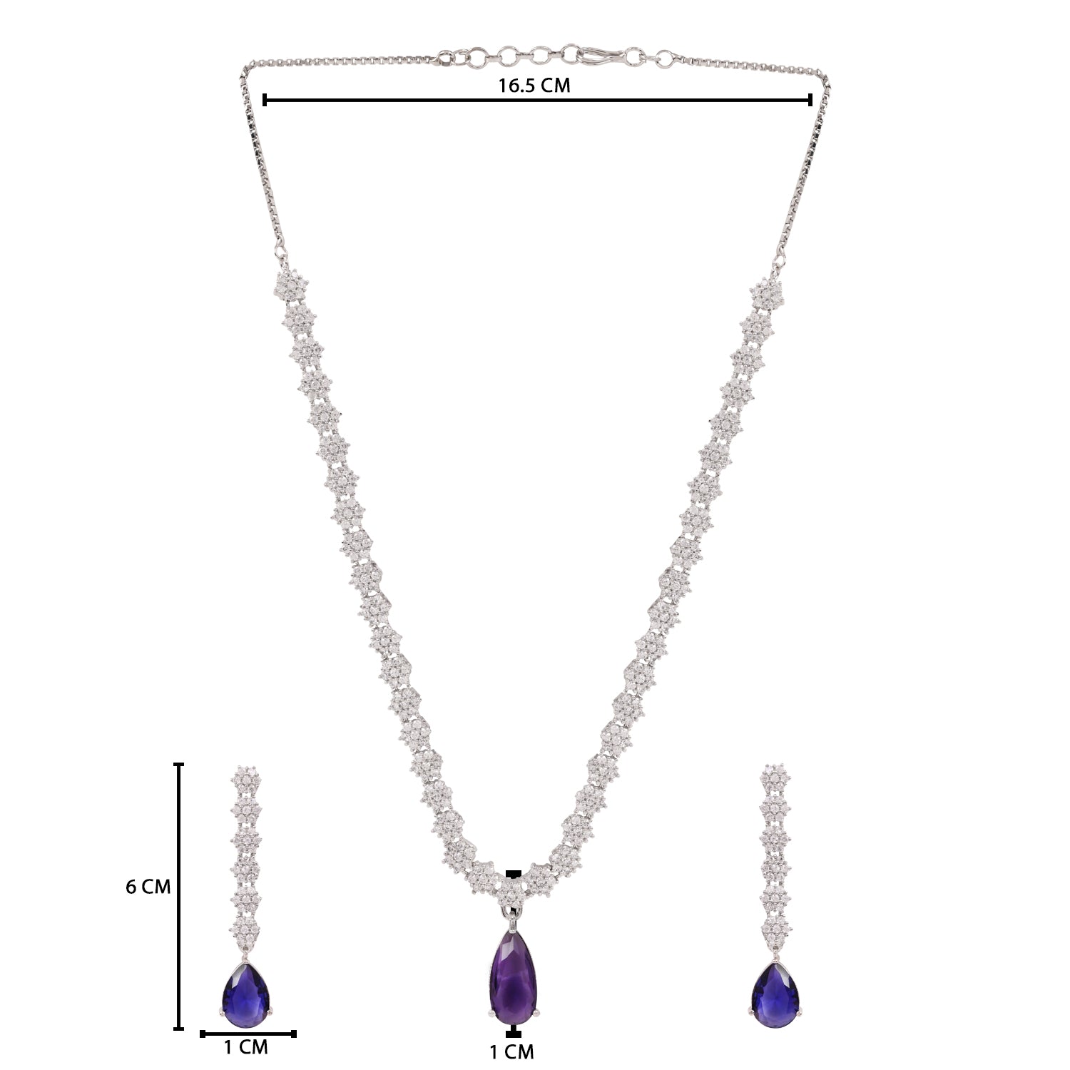 Dhanvi - Silver Blue Necklace Set