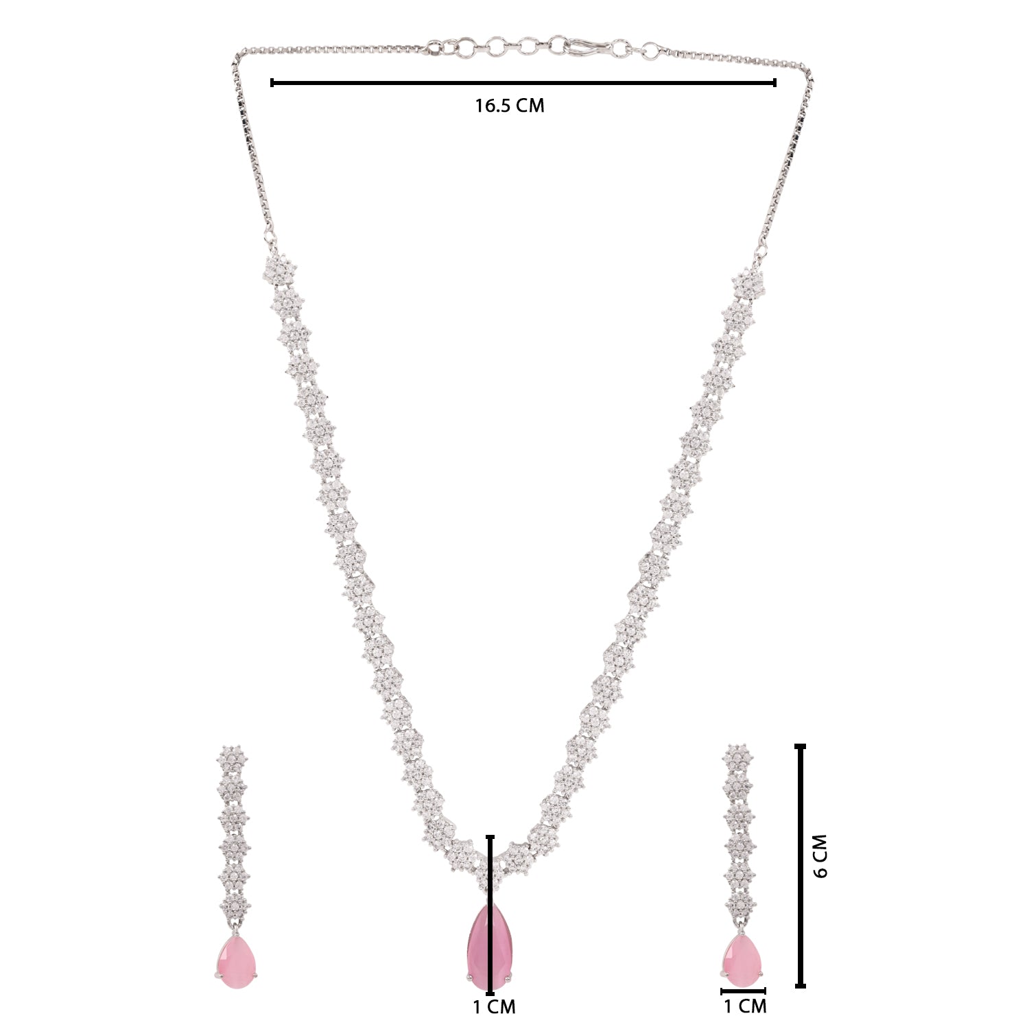 Dhanvi - Silver Pink Necklace Set