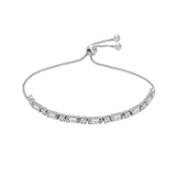 (Pack of 2) Silver Plated Cubic Zirconia Adjustable Bracelet
