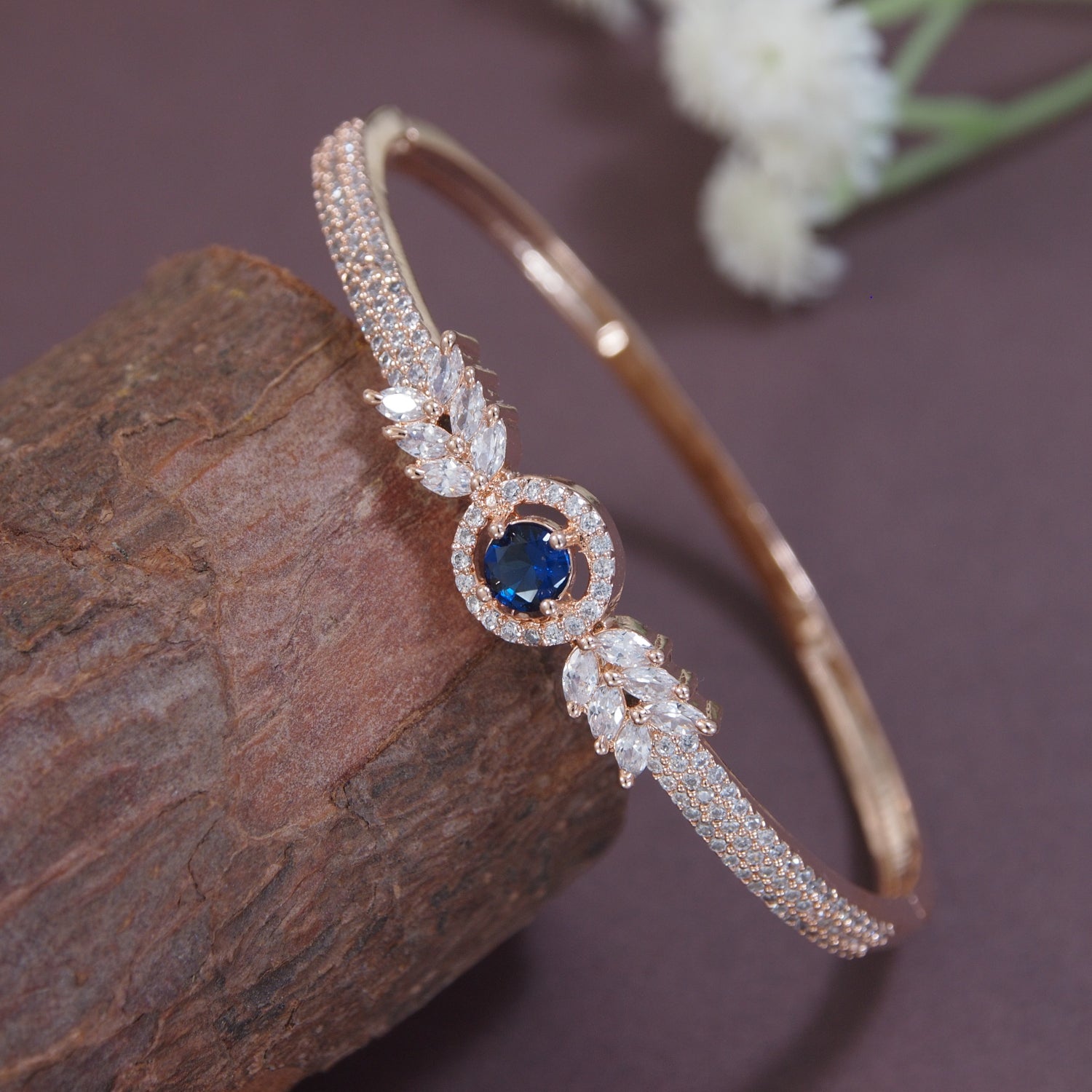 Revina RoseGold Blue Zirconia Bracelet