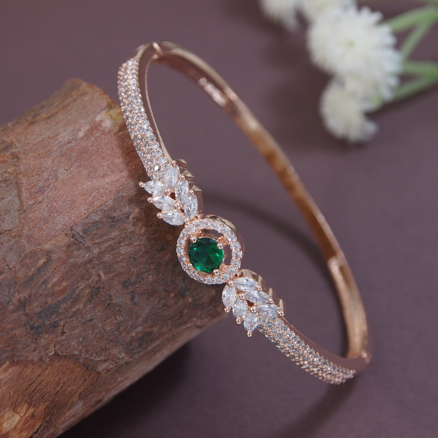 Revina RoseGold Emerald Zirconia Bracelet