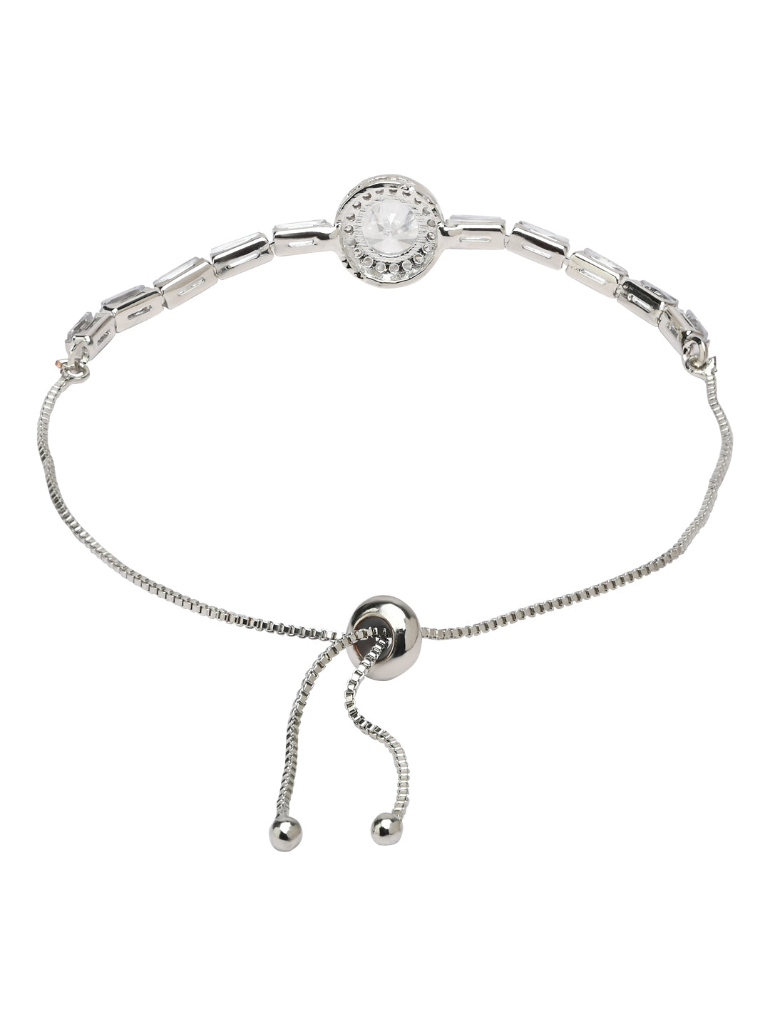 Silver Cubic Zirconia Pendant Set & Adjustable Bracelet