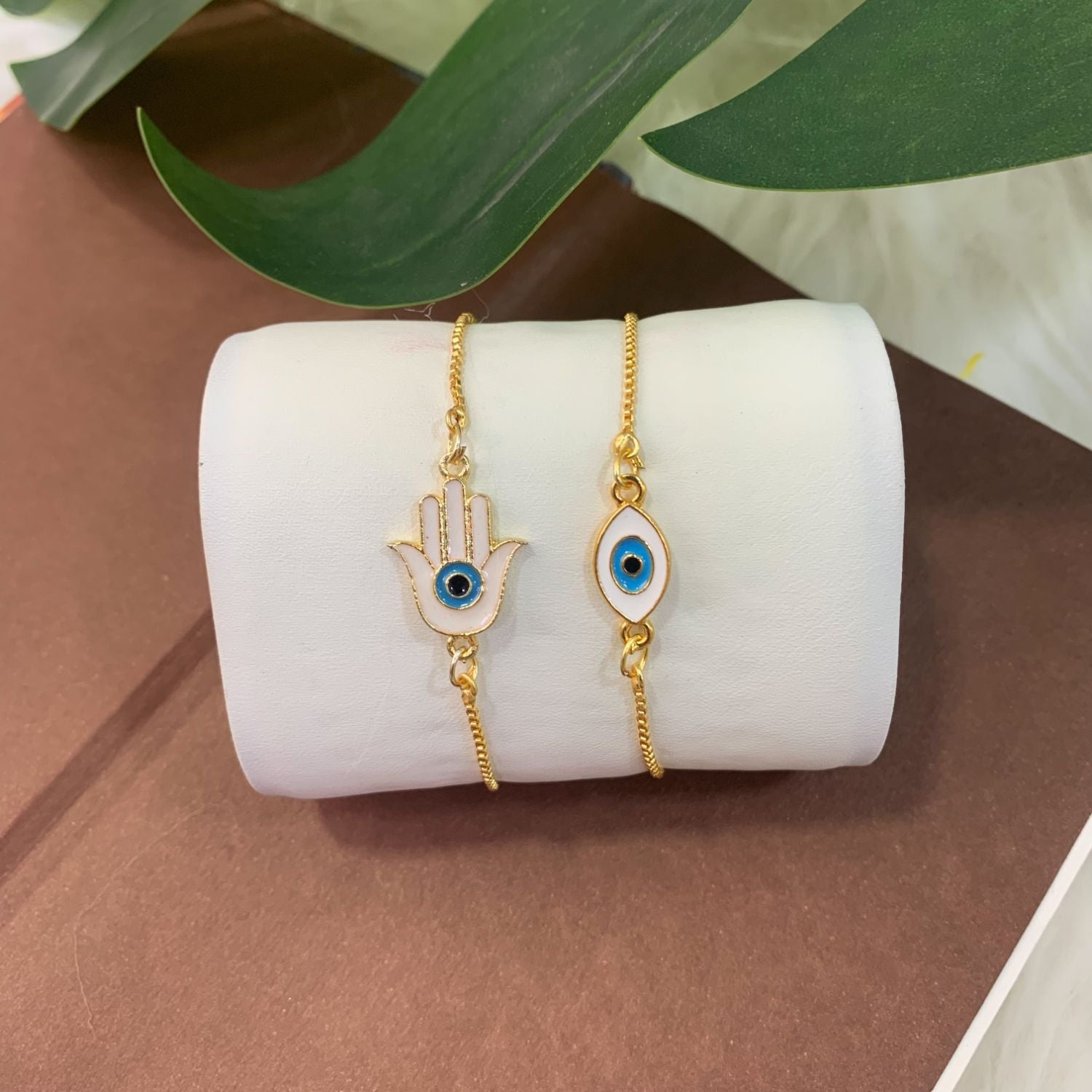 (Pack of 2) Evil Eye & Hamsa Shape Enamel Bracelet
