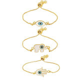 (Pack of 2) Evil Eye & Hamsa Shape Enamel Bracelet