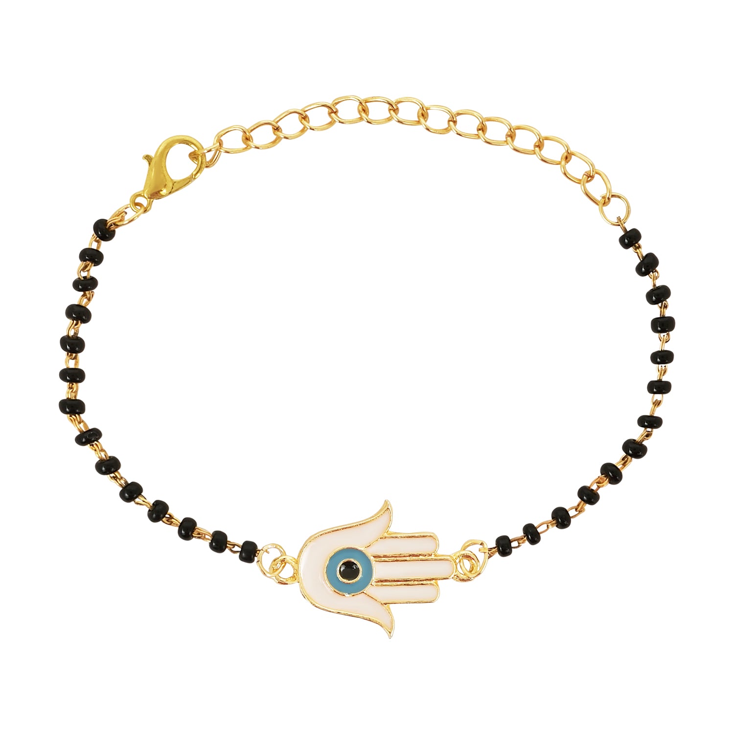 Hamsa Shape Evil Eye Mangalsutra Bracelet
