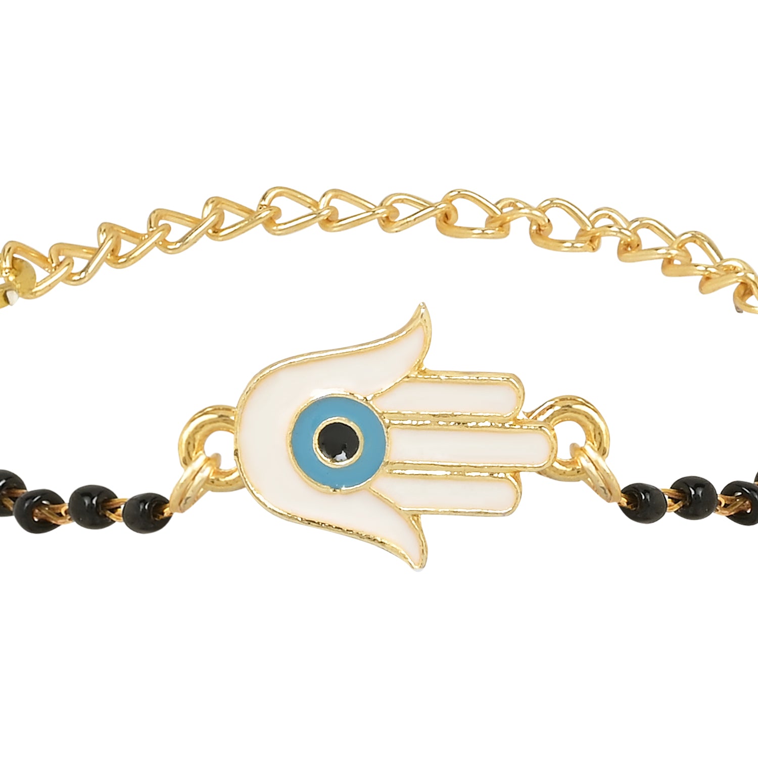 Hamsa Shape Evil Eye Mangalsutra Bracelet
