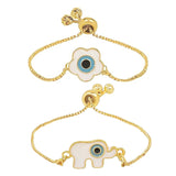 (Pack of 2) Floral & Elephant Shape Enamel Bracelet