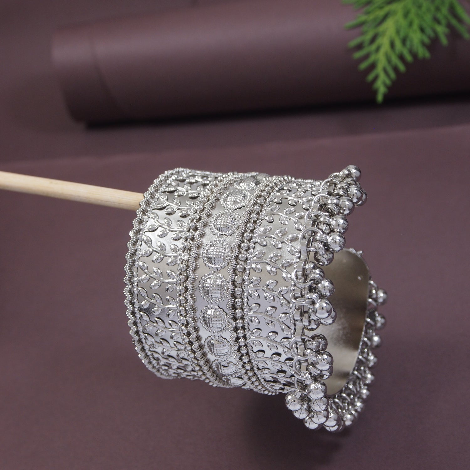 Silver Oxidised Kada Gift Set