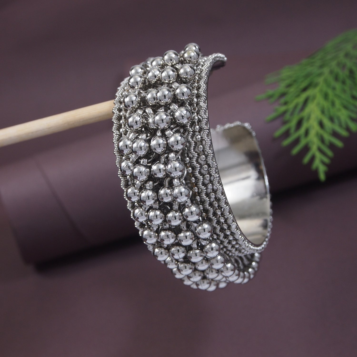 Silver Oxidised Necklace Set And Kada Gift Set