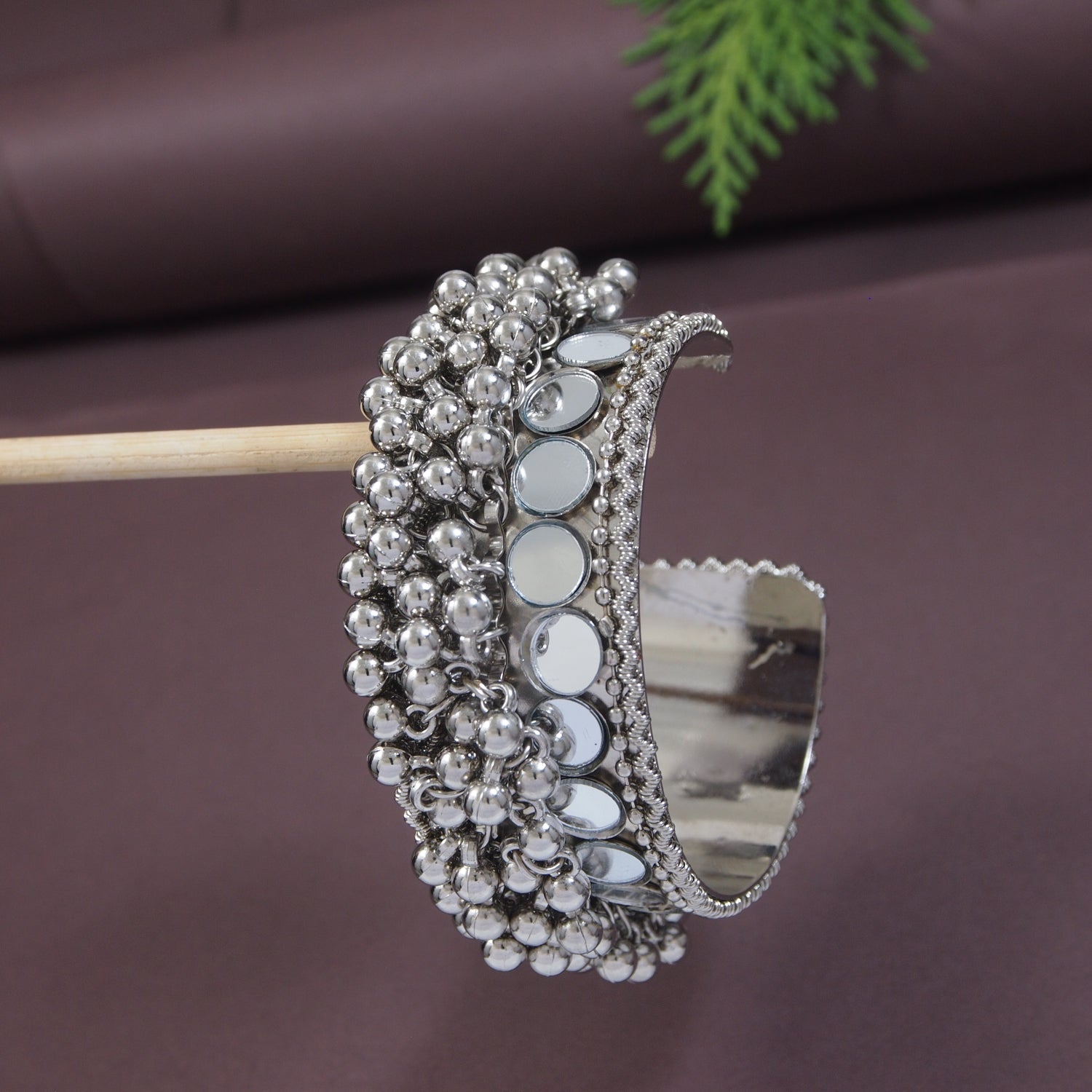 Silver Oxidised Necklace Set And Kada Gift Set