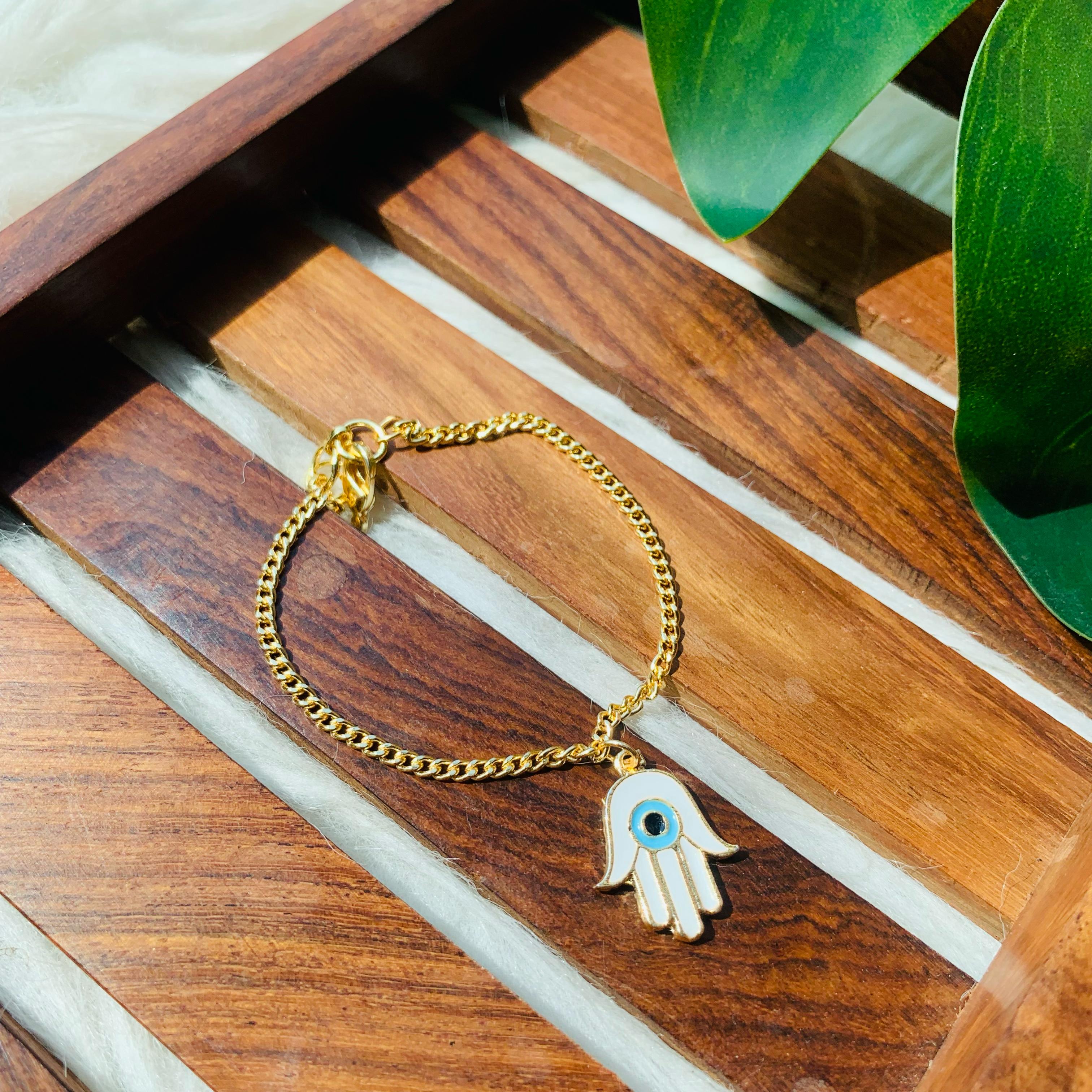 Hamsa Hand Evil Eye Charm Bracelet