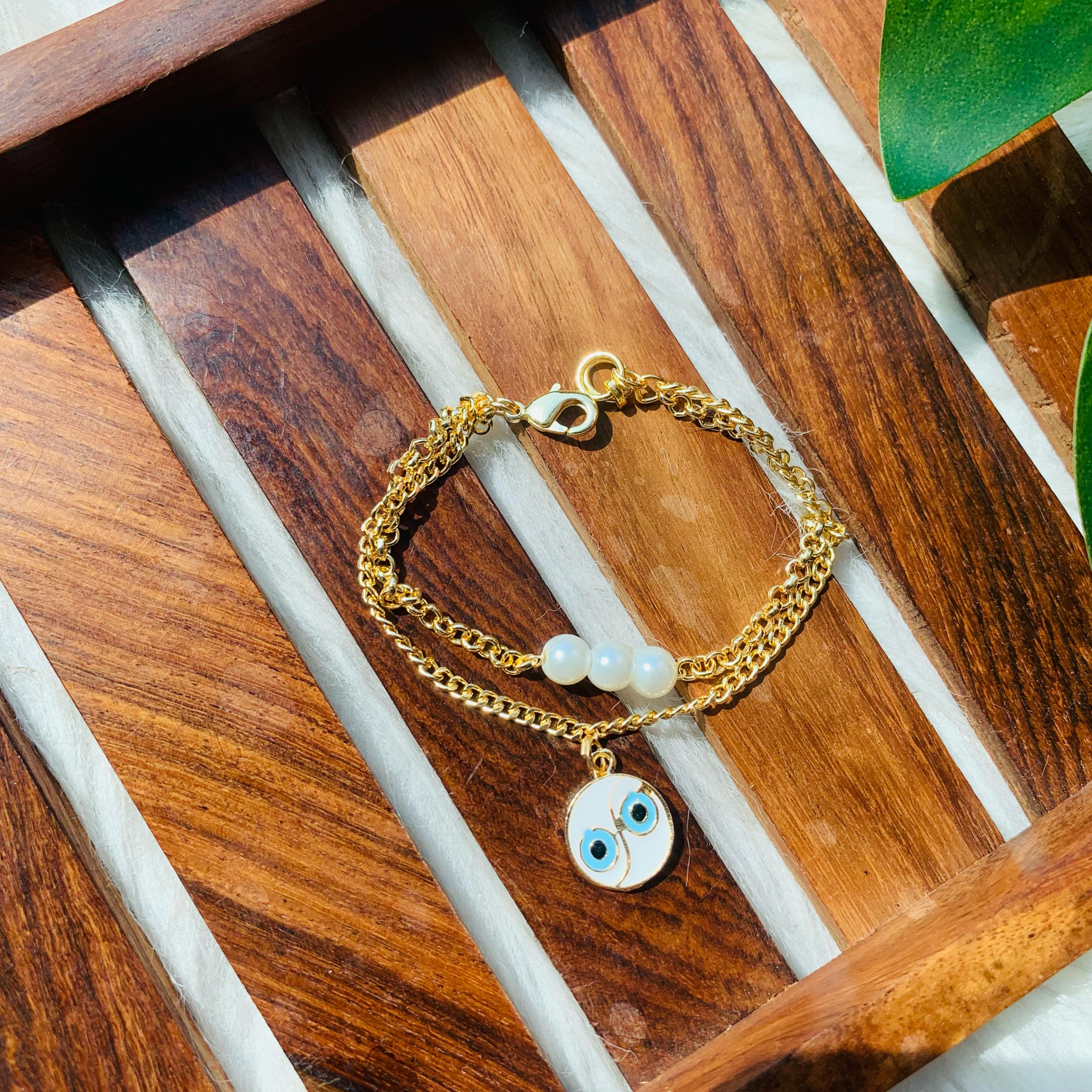 Dual Chain Evil Eye Charm Bracelet