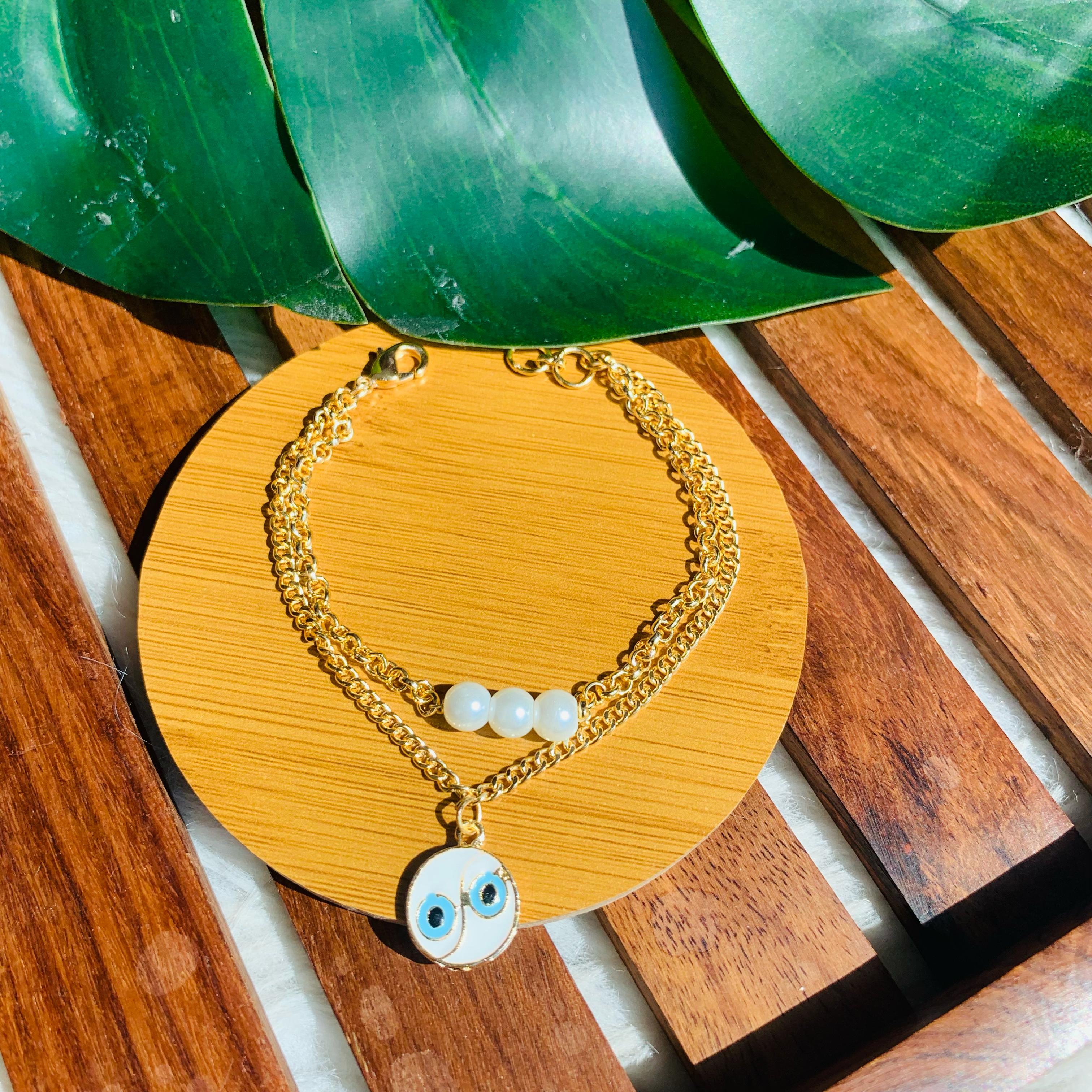 Dual Chain Evil Eye Charm Bracelet