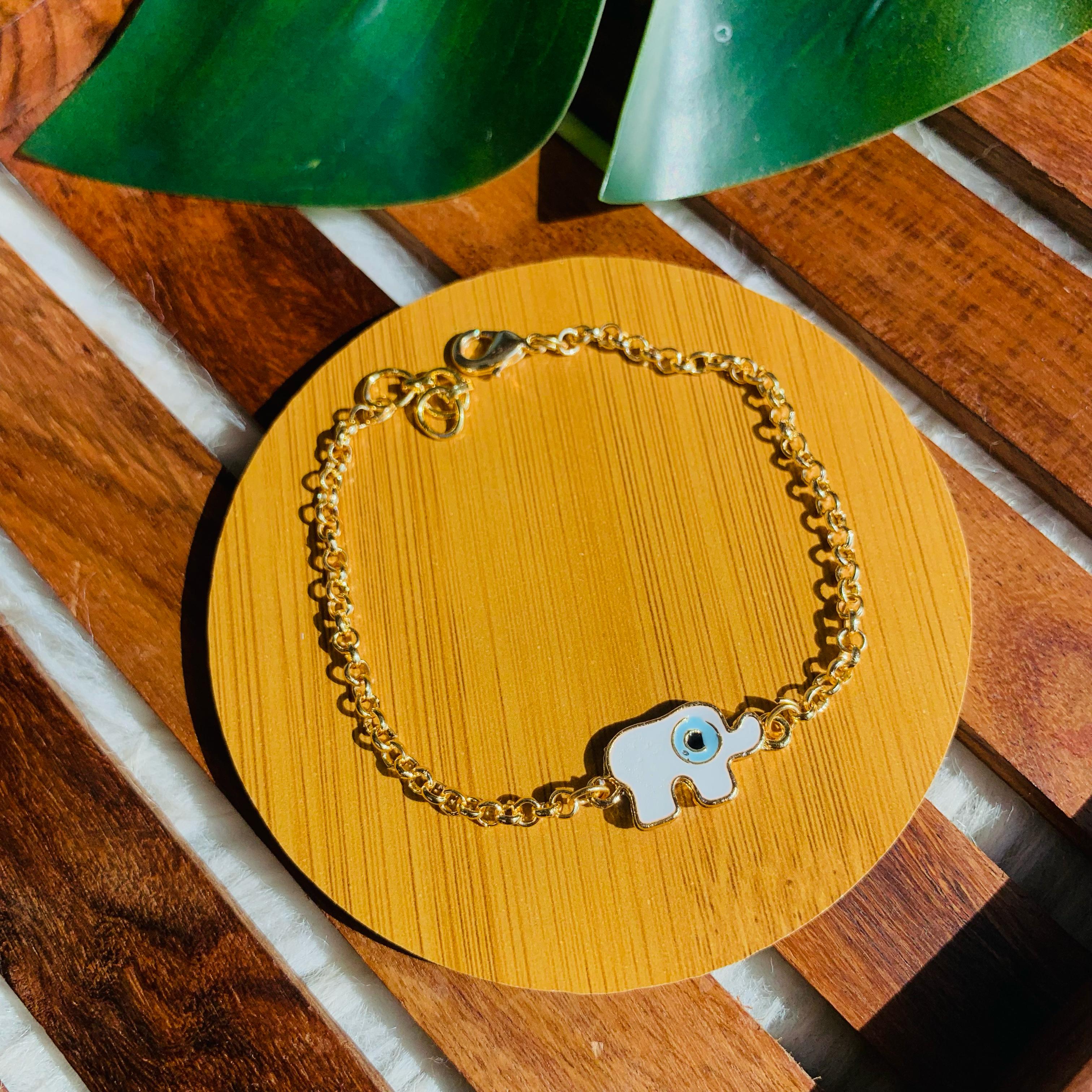 Elephant Evil Eye Charm Bracelet