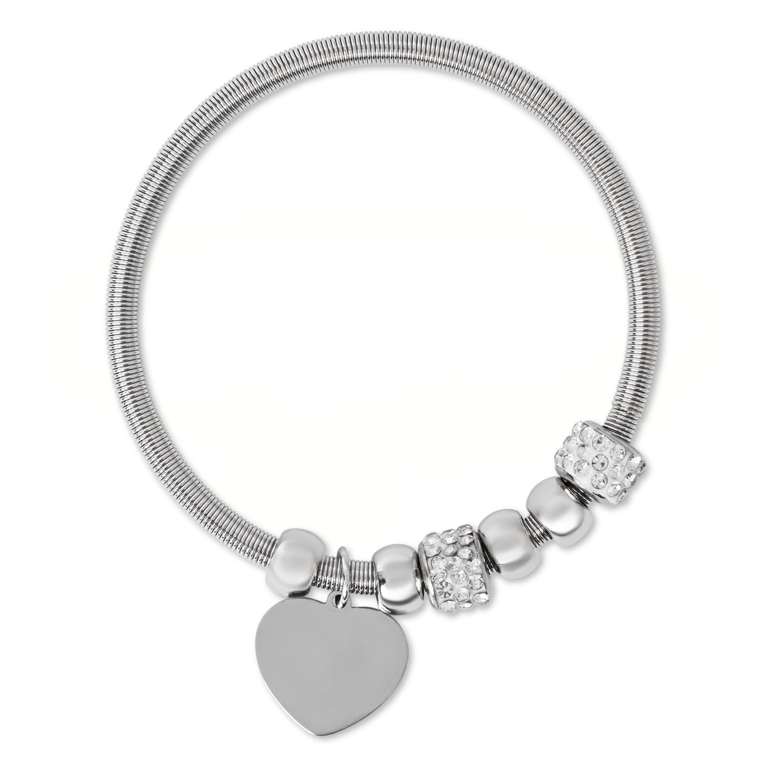 Dainty Crystal Charm Bracelet with Silver Heart Drop