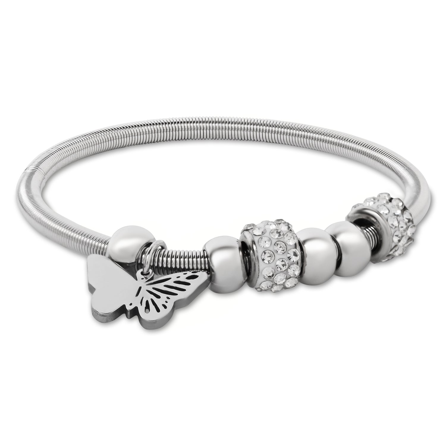 Delicate Silver Butterfly Charm Bracelet