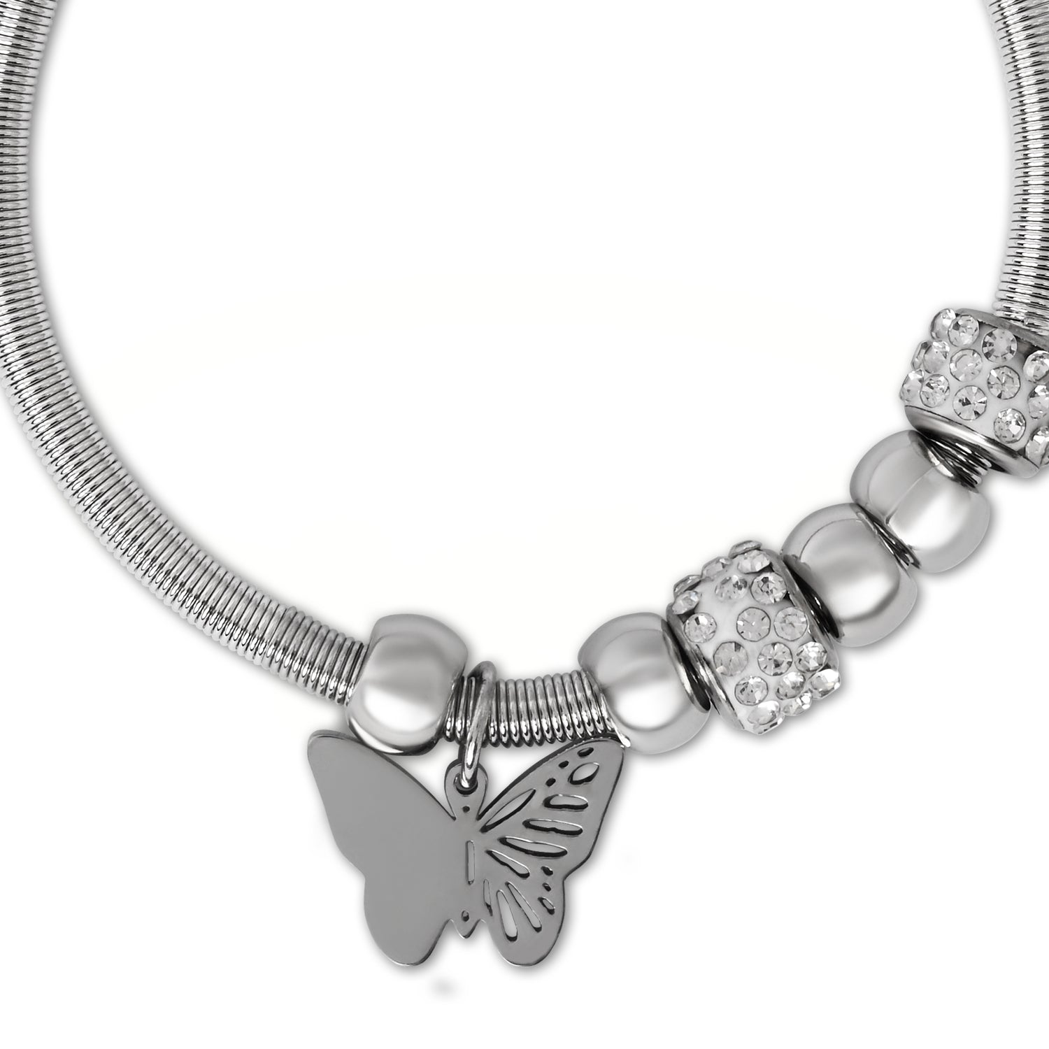 Delicate Silver Butterfly Charm Bracelet