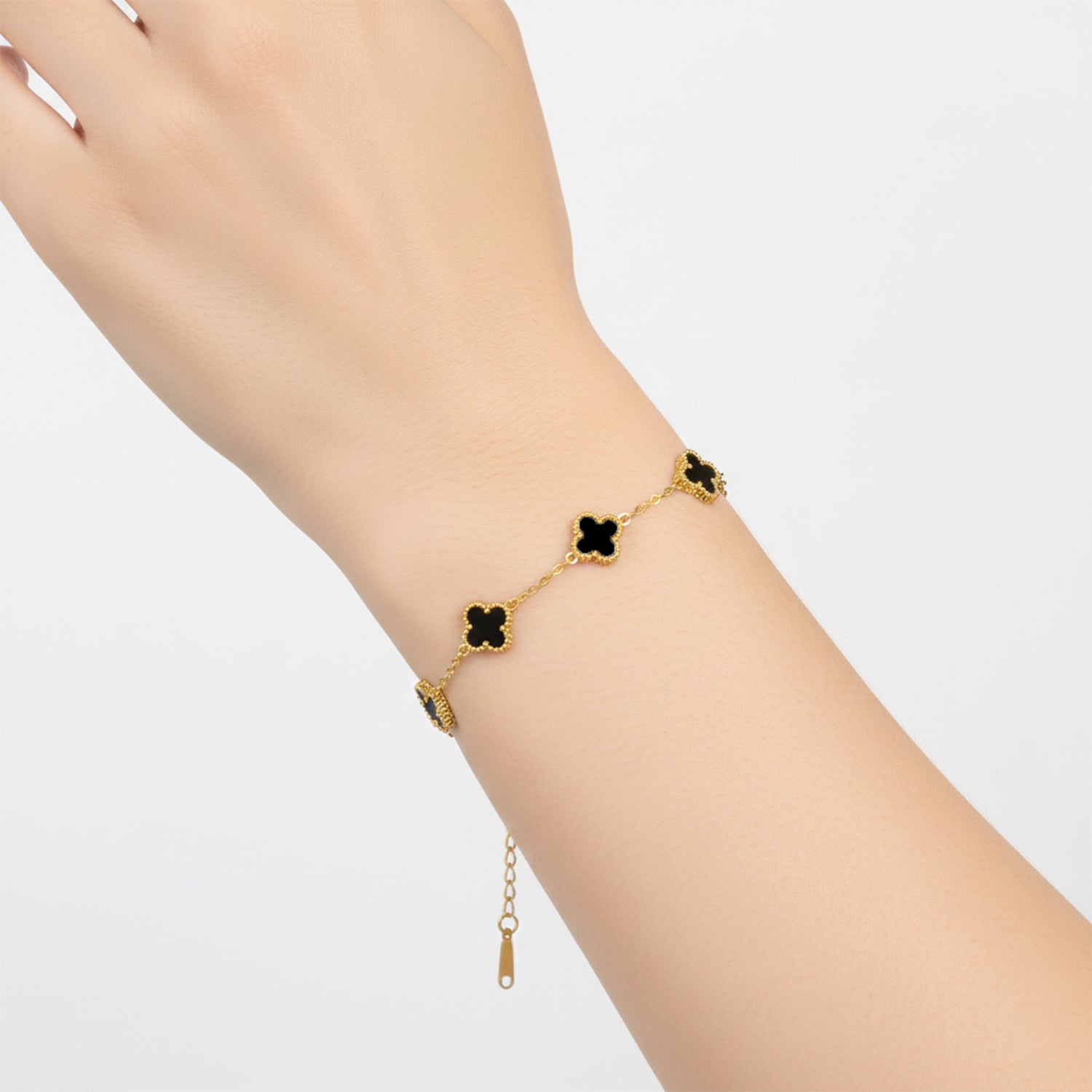 Eleven- Minimal Clover BLack Bracelet