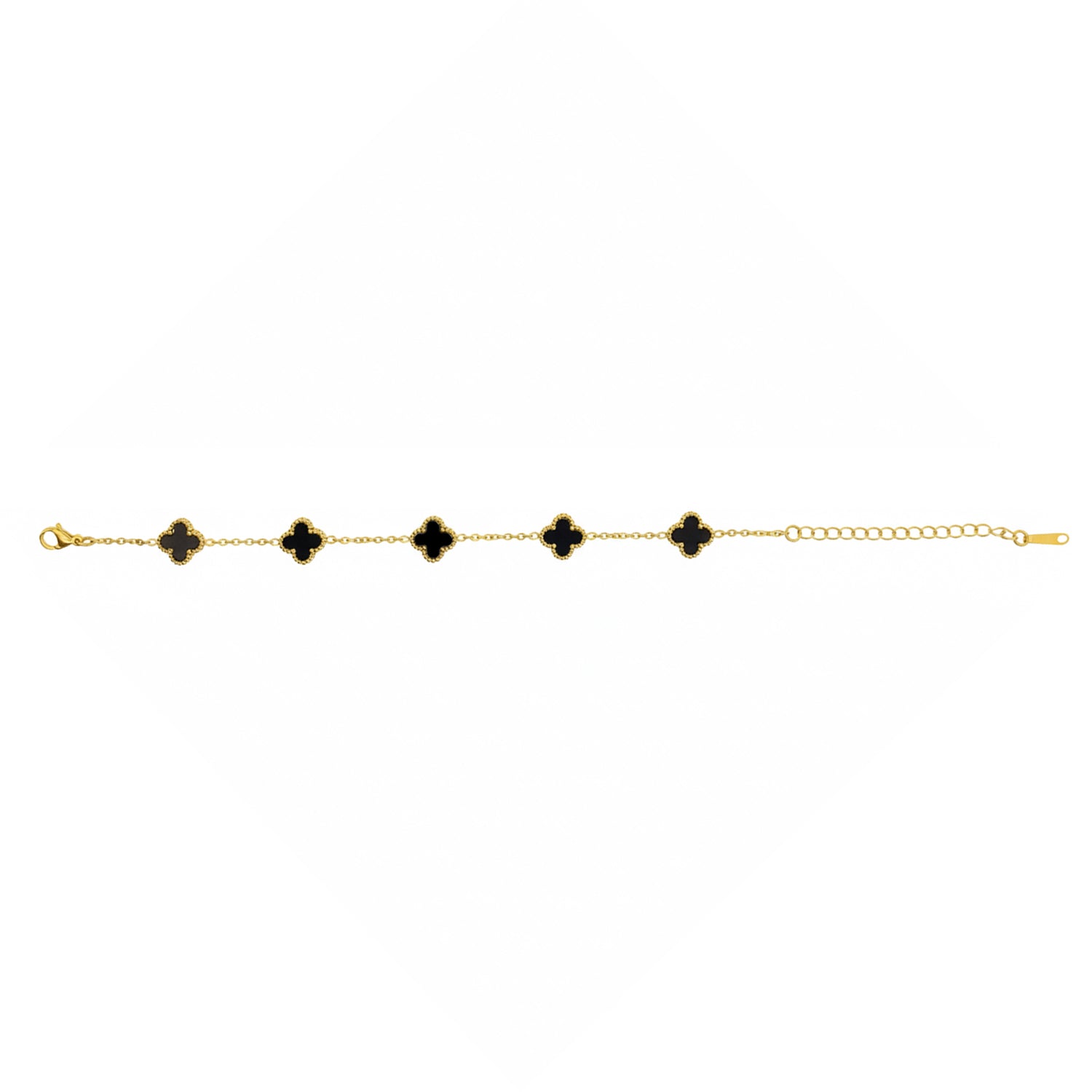 Eleven- Minimal Clover BLack Bracelet
