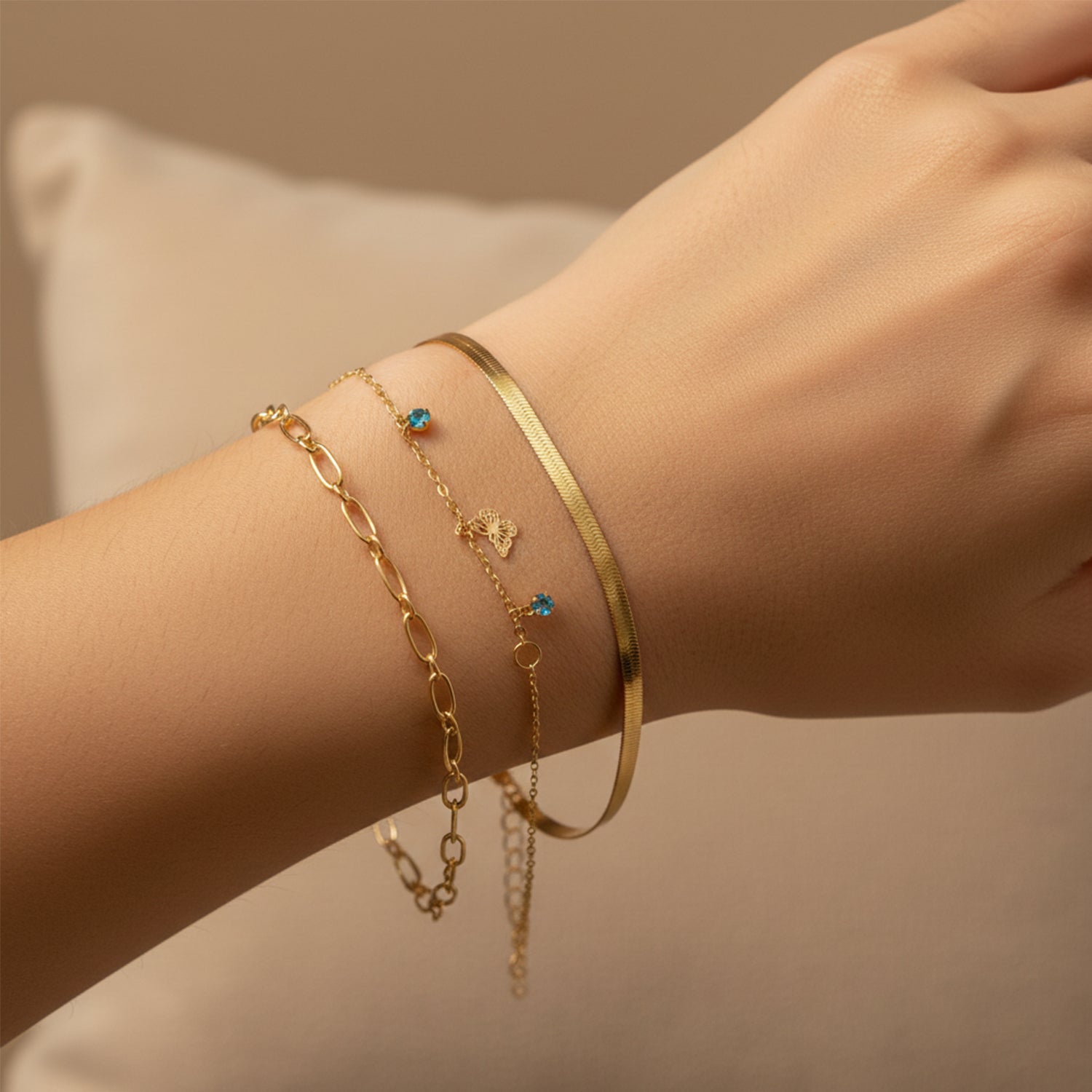 Harlynn -Pack of 3 Minimalist Layering Bracelet Set
