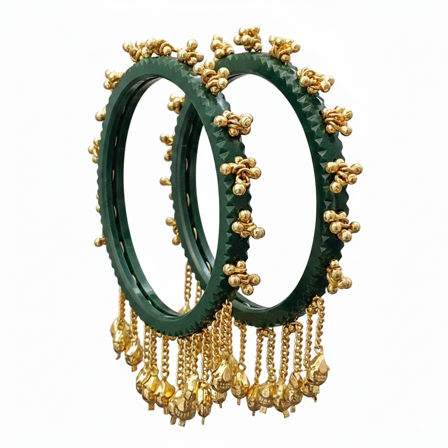 Indira- Green Heritage Ghungroo Bangles (Set of 2)