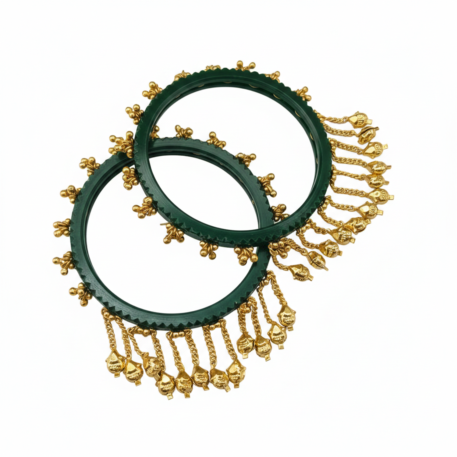 Indira- Green Heritage Ghungroo Bangles (Set of 2)