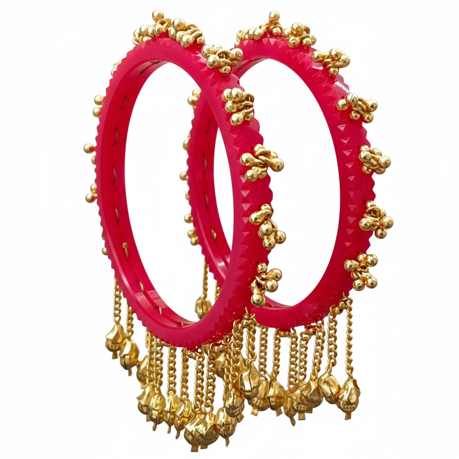Indira -Red Heritage Ghungroo Bangles (Set of 2)
