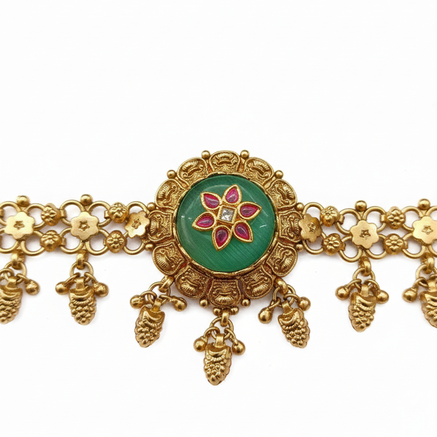 Vira- Heritage Antique Gold-Finish Floral Bracelet
