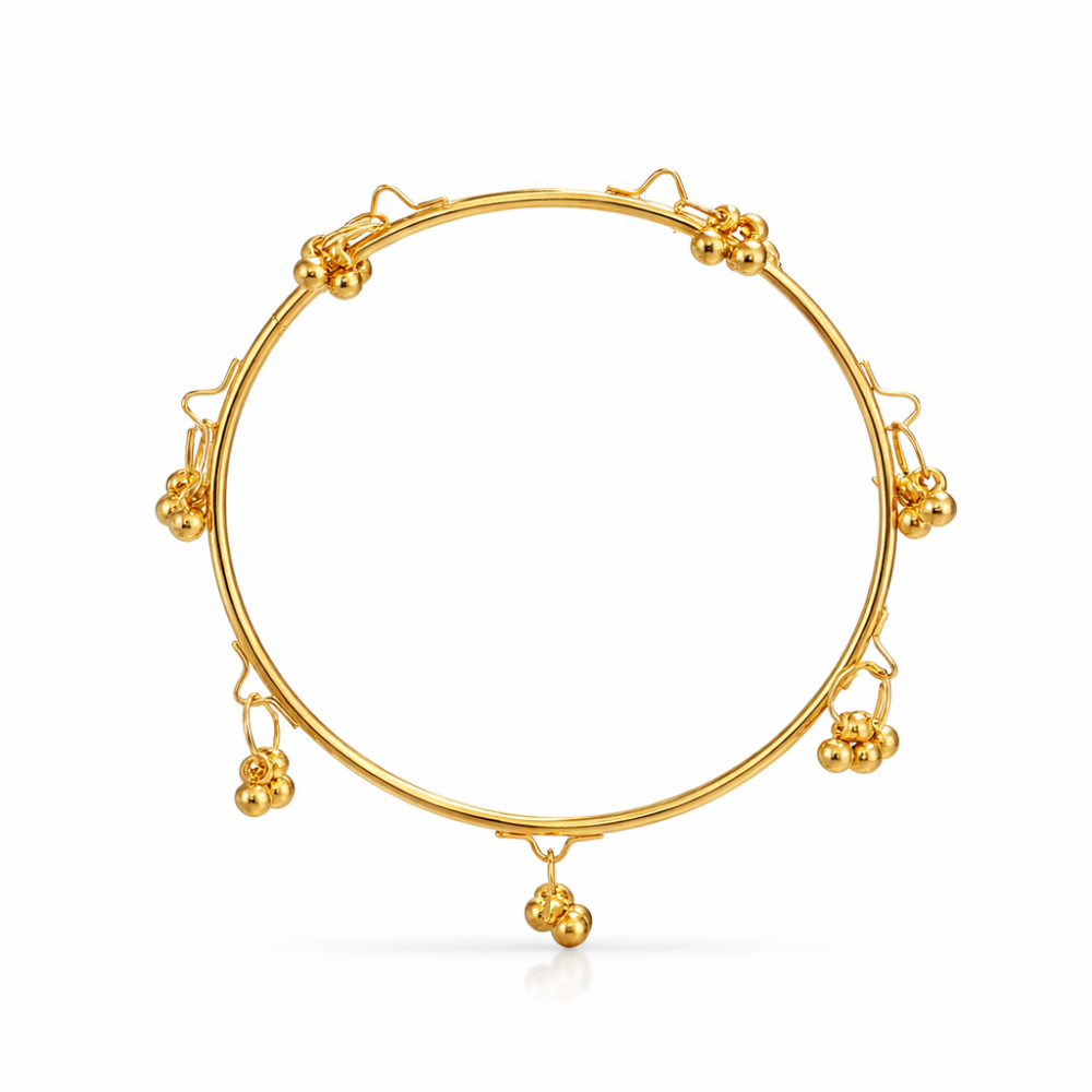 Traditional Kashmiri Gold-Tone Ghungroo Bangles (Pack of 8)