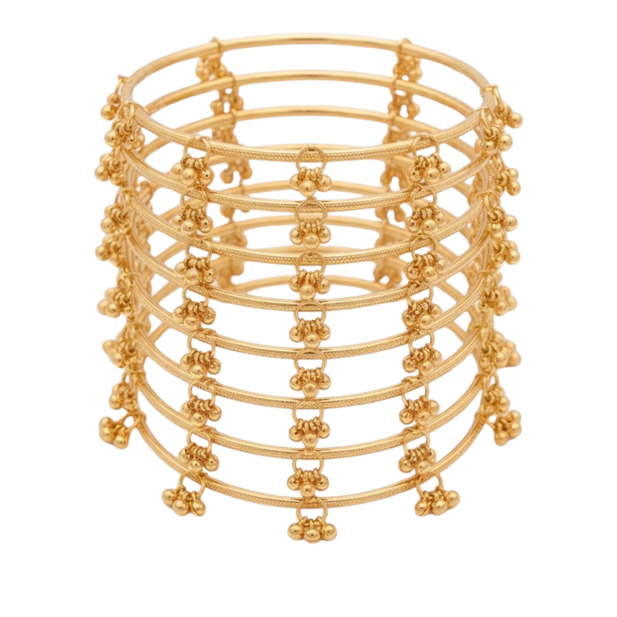 Traditional Kashmiri Gold-Tone Ghungroo Bangles (Pack of 8)